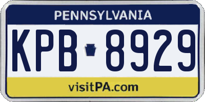 PA license plate KPB8929