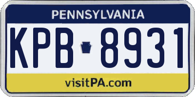 PA license plate KPB8931
