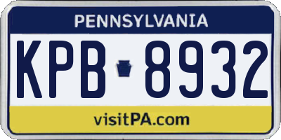 PA license plate KPB8932
