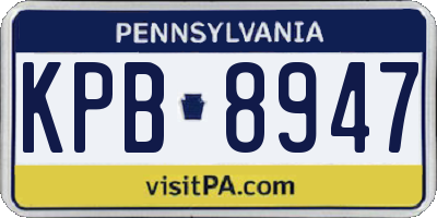 PA license plate KPB8947
