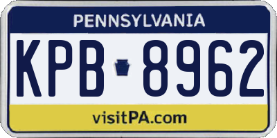 PA license plate KPB8962