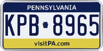 PA license plate KPB8965