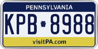 PA license plate KPB8988