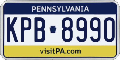 PA license plate KPB8990