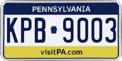 PA license plate KPB9003