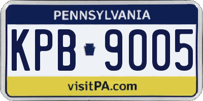 PA license plate KPB9005