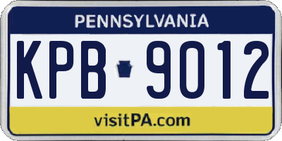 PA license plate KPB9012