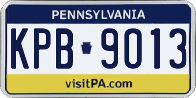 PA license plate KPB9013
