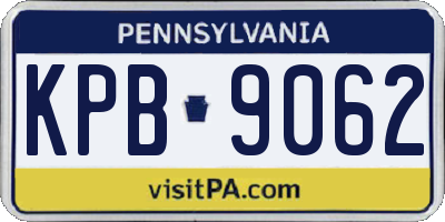 PA license plate KPB9062