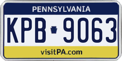 PA license plate KPB9063