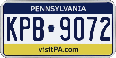 PA license plate KPB9072