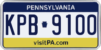 PA license plate KPB9100