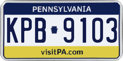 PA license plate KPB9103