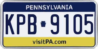 PA license plate KPB9105