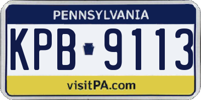 PA license plate KPB9113