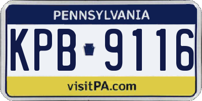 PA license plate KPB9116
