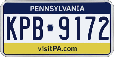 PA license plate KPB9172