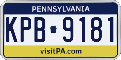 PA license plate KPB9181