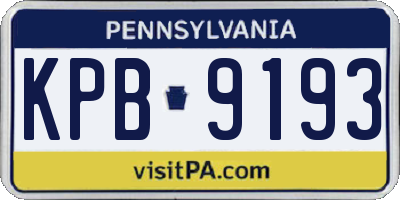 PA license plate KPB9193