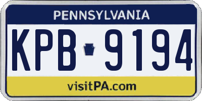 PA license plate KPB9194