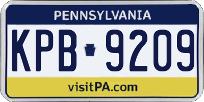 PA license plate KPB9209