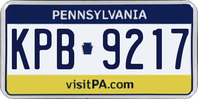 PA license plate KPB9217