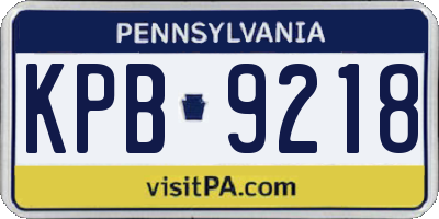 PA license plate KPB9218