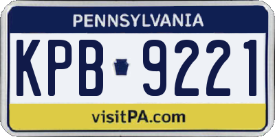 PA license plate KPB9221