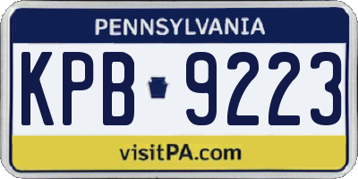 PA license plate KPB9223