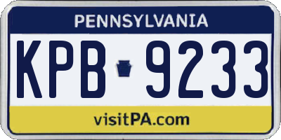 PA license plate KPB9233