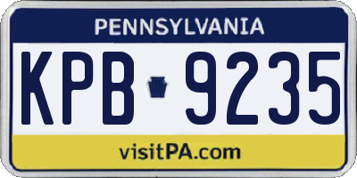 PA license plate KPB9235