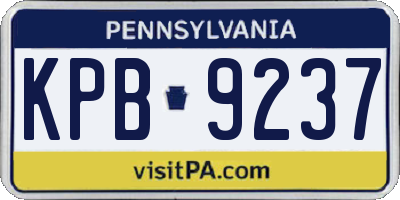 PA license plate KPB9237