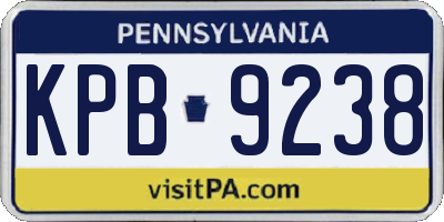 PA license plate KPB9238