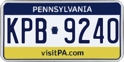 PA license plate KPB9240