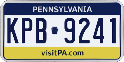 PA license plate KPB9241