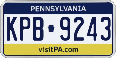 PA license plate KPB9243