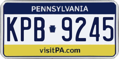 PA license plate KPB9245