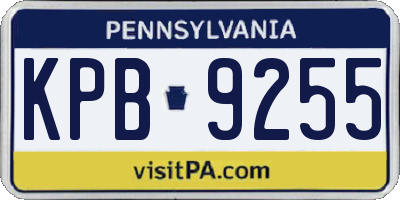PA license plate KPB9255