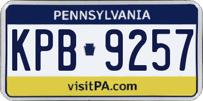 PA license plate KPB9257