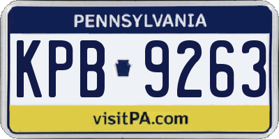 PA license plate KPB9263