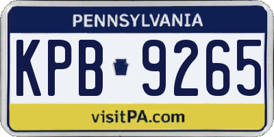 PA license plate KPB9265