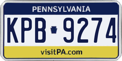 PA license plate KPB9274