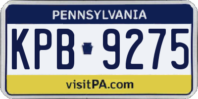 PA license plate KPB9275