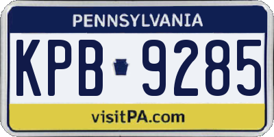 PA license plate KPB9285