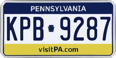 PA license plate KPB9287