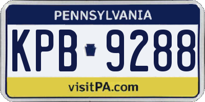 PA license plate KPB9288