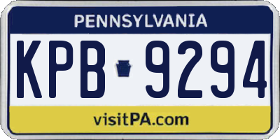 PA license plate KPB9294