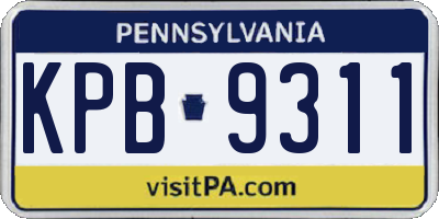 PA license plate KPB9311