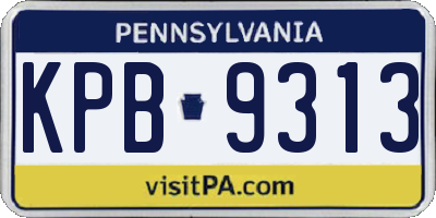 PA license plate KPB9313