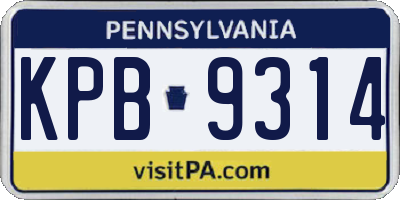 PA license plate KPB9314